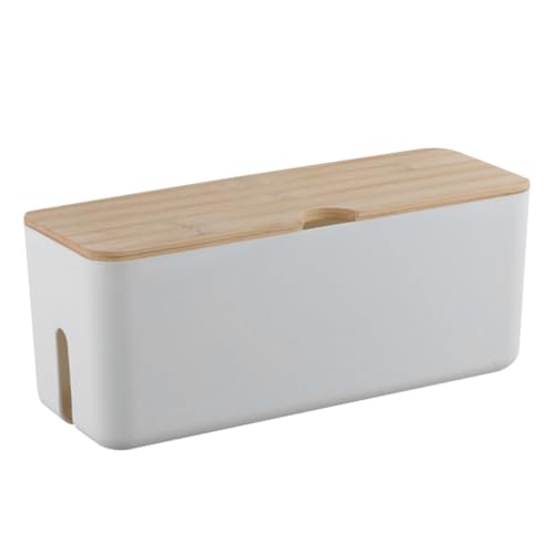Boîte de rangement de câbles blanc et bois gain de place maison
