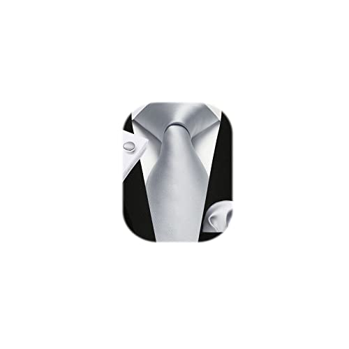 Image of Enlision Mens Ties Solid Color Satin Necktie Ties for men Handkerchief Cufflinks Pocket Squares for Wedding
