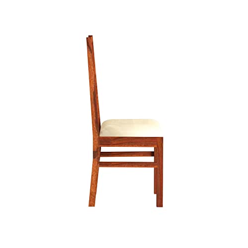 Image of Furniture Solid Sheesham Wood Dining Chairs Set of 2 Dinning Chair for Kitchen & Dining Room | Chairs with Cushion | Rosewood, Honey Finish