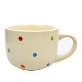 CHOOLD Ceramic Coffee Mug Polka Dot Milk Cup Tea Cup Jumbo Mugs Soup Bowl with Handle -15oz
