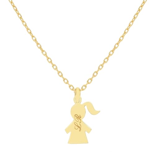 Collier personnalisé enfant en plaqué or avec charm fillette gravé