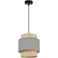Ofertas Lamparas Conforama Light-Home Boho Lampara de Techo Colgante - Lampara de Techo Modernas para Salón Dormitorio y Cocina - de Metal con Pantalla de tela - E27-1 Luce - Gris y Yute