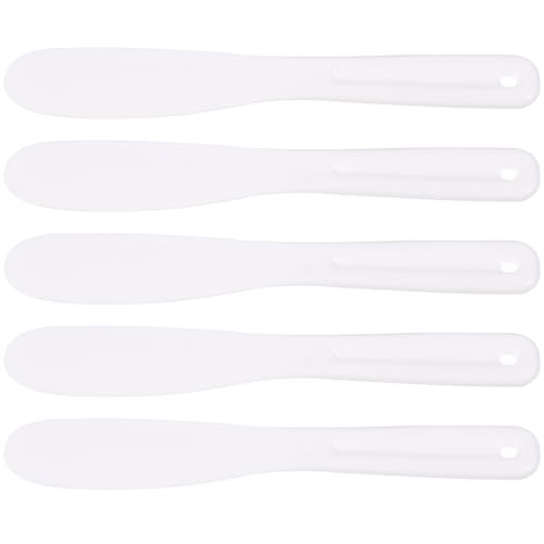 Garneck Espátulas para Mascarillas 5 Piezas Cuchara Dispensadora de Silicona Blanca Tamaño Grande para Mezcla y Aplicación de Crema Facial Herramienta de Belleza para Cuidado Piel y