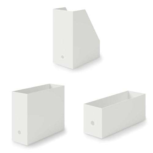 無印良品 ファイルボックスセット ワイド・スタンダードタイプ・1/2 ホワイトグレー ポリプロピレン約幅15×奥行27.6×高さ31.8cm 10×32×24cm 10×32×12cm
