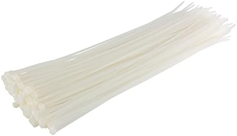 Gocableties White Cable Ties, 300mm x 3.6mm, Pack of 100, 12" Premium Nylon Zip Ties Clear/Natural, Multi-Purpose Plastic Tie Wraps, Secure Self-Locking Mechanism, for Home, Garden, Office and DIY