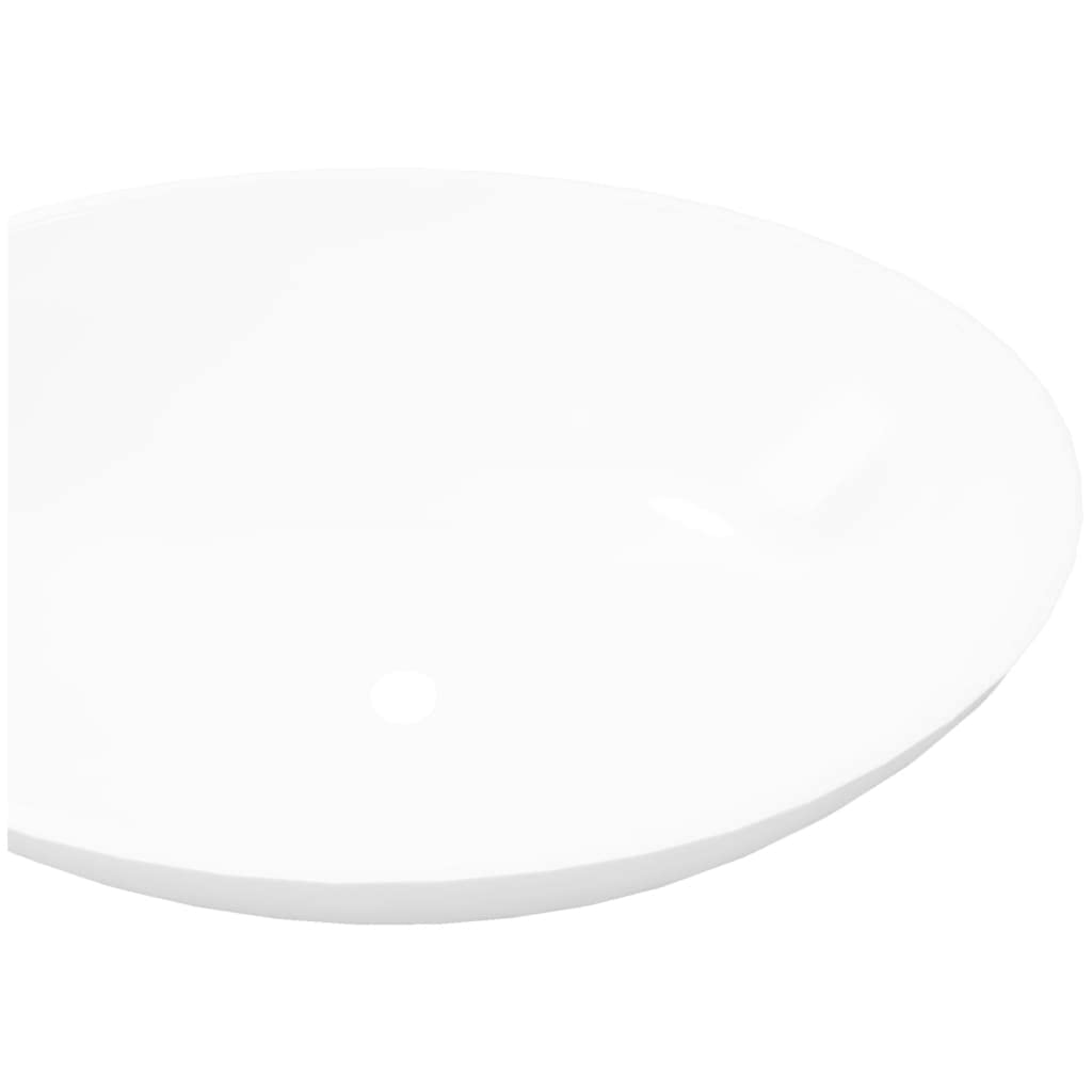 vidaXL Lavabo en Forme Ovale Céramique Blanc Lave-Mains Vasque Salle de Bain