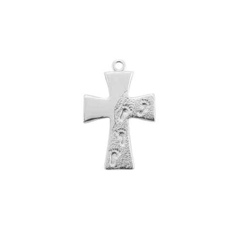 Sterling Silver Ladie's Walking With Jesus Footprints in Sand Christian Cross, Stainless Steel Chain, Made in USA- Deluxe Velvet Gift Box2