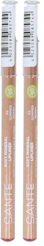Sante Naturkosmetik Soft Mineral Lipliner 02 Summer Berry, Lippenkonturenstift, Samtweiche Textur, 1, 14g (Packung mit 2)