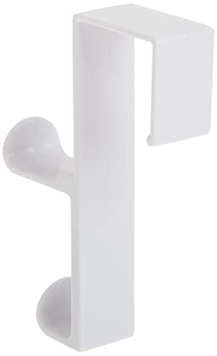 iDesign Over Door Double Hook for Closet, Bathroom, or Dorm, Small Over-the-Door Hanger, White thumbnail 2