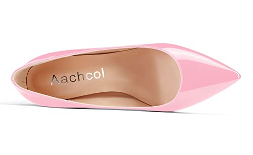 Image of Aachcol Women Pumps Pointed Toe Slip on Mid Heel Dress Office Chunky Block Heels Shoes 3 Inches