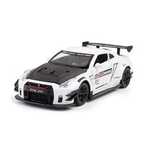 Image of Nissan GTR Model Car 1:24 Scale - Diecast Metal Pull Back Toy Car, Openable Doors, Realistic Sports Car Gift for Kids
