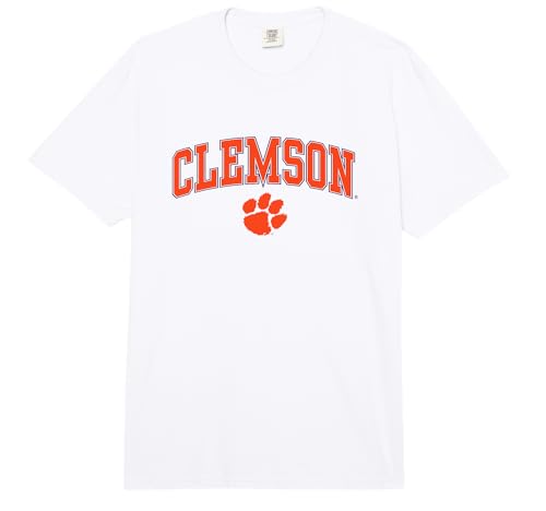 Clemson Tigers Arched Over Officially Licensed Comfort Colors Adult Heavyweight T-Shirt