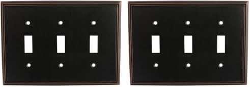 Cosmas 65005-ORB Oil Rubbed Bronze Triple Toggle Switch Plate Switchplate Wall Cover (Pack of 2)