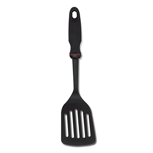 Norpro Grip-Ez Slotted Turner Soft Rubber Handle, Black, 12 x 3 x 3 inches