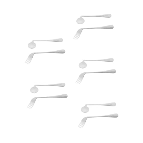 GRADENEVE 5個セット 肘 フォーク スプーン コンパクト適応スプーン 携帯用銀器 男 セルフフィーディング 援助 セルフフィーディングベビー 自己給餌 ステンレス鋼