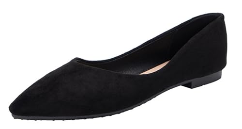 Women's Pointed Toe Ballet Flats Comfortable Suede Shoes Loafer Lightweight Casual Flats Faux Suede Work Shoes