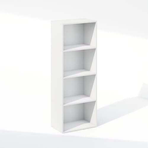 Image of Furinno Reed Closet Organizers and Storage, 4-Tier Closet Organizer, Open Shelf Closet Storage, for Wardrobe, Bedroom, Living Room, White