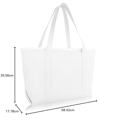 Image of DALIX 23 inch Premium 24 oz. Cotton Canvas Shopping Tote Bag