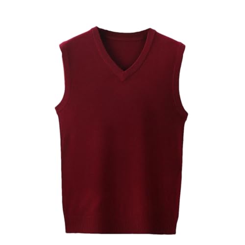 Men's V-Neck Sweater Business Casual Solid Color Sleeveless Pullover Vest