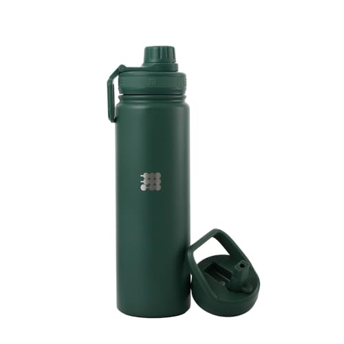 Cubitt 24oz Insulated Hydro Bottle – Stainless Steel Double-Wall Sports Bottle with 2 Lids (Straw Lid & Wide-Mouth Screw Lid), Keeps Drinks Cold 24 hrs/Hot 12 hrs – Deepest Green