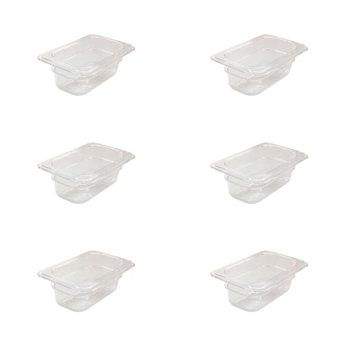 AcMax 6 contenitori per gas GN 1/9 in policarbonato GN 0,6 litri, profondità 65 mm, plastica