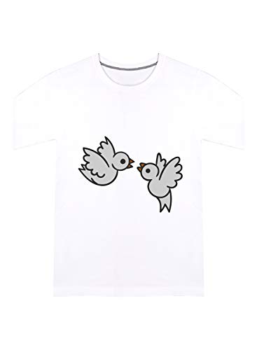 Image of CreativiT Graphic Printed T-Shirt for Unisex Love Birds Tshirt | Casual Half Sleeve Round Neck T-Shirt | 100% Cotton | D00585-41