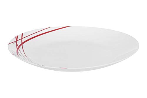 Arcopal P3363, Domitille Rouge Collection 18 Pcs Dinnerware Set, Tempered Glass Round Plates, Set For 6 #TOP2