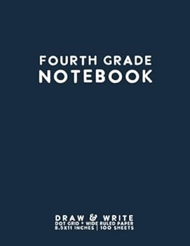 Paperback Fourth Grade Notebook: Dark Blue Softcover Wide Ruled Composition Journal Book