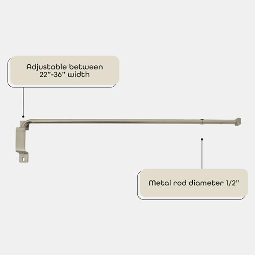 Image of Innovative Brent Swing Arm Window Curtain Rod, Nickel - 1 /2 inch Rod Diameter Fits Windows Size 20 inch - 36 inch - Stainless Steel Heavy Duty Drapery Rods for Bedroom, Living Room, Kitchen & Bathroom