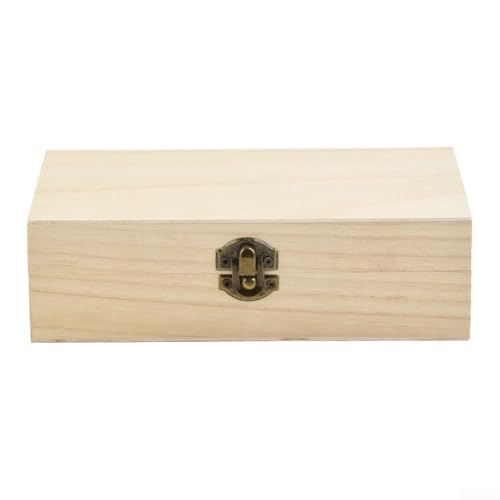 Belnotelt Caixa organizadora de madeira natural, estojo de armazenamento retrô com fivela de metal, baú de madeira vintage polido feito à mão para lembrança de mesa (cor natural)