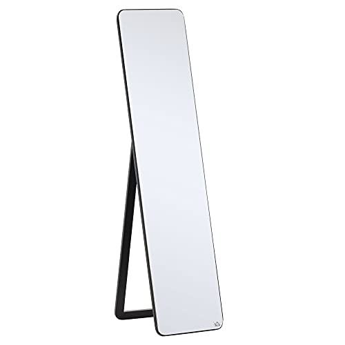 HOMCOM Miroir sur Pied et Mural rectangulaire dim. 37L x 43l x 156H cm en Bois Aspect Noir