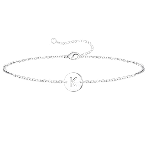 Image of Ursteel Gold Initial Bracelet for Women Trendy - Gifts for Kids Teen Girls, Personalized A-Z Letter Cute Bracelet for Women, Dainty Gold Coin Disc Womens Jewelry Gifts