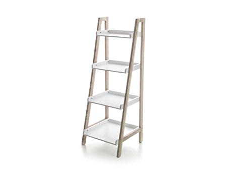 Scala scaletta scaffale porta asciugamani bagno in legno shabby chic 4 ripiani 36 * 35 * 100 cm colore bianco EDT-809231