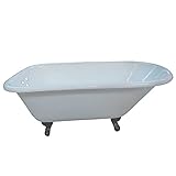 KINGSTON BRASS VCT3D543019NT5 54-Inch Cast Iron Roll Top Claw Foot Tub with 3-3/8-Inch Tub Wall Drillings and Oil Rubbed Bronze Feet, White
