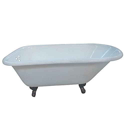 KINGSTON BRASS VCT3D543019NT5 54-Inch Cast Iron Roll Top Claw Foot Tub with 3-3/8-Inch Tub Wall Drillings and Oil Rubbed Bronze Feet, White