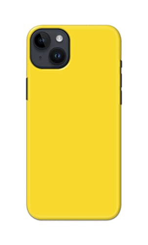 Image of Printed Hard Back Cover Case for Apple iPhone 14 Back Cover (Plain Yellow) -1803