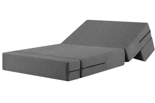 Image of Rosebell One-Person Foldable Sofa Cum Bed | Jute Fabric | 3x6 Ft | Lightweight & Comfortable with One Cushion | Perfect for Home & Office-Grey