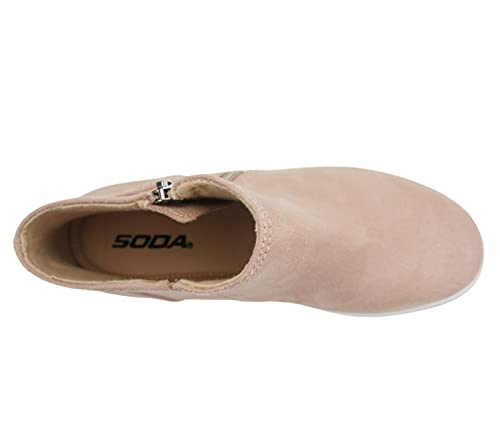 Soda Route Women High Top Fashion Sneaker Shoes With Padded Sole & Side Zipper (Blush, Numeric_8_Point_5) #TOP2