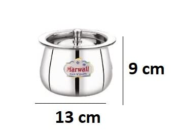 Image of Stainless Steel Handi with Lid for Serving and Storage of Ghee /Dhai /Milk etc. (750ml)