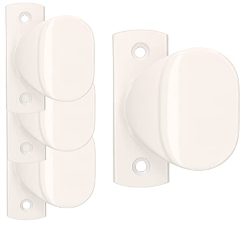 KOTARBAU® 4 x Pomo de Puerta, Pomo de Bola con Placa Rectangular, Tirador Redondo de Puerta, Recubierto de Polvo, Blanco, Pomo Fijo, Agarre cómodo, 4 Unidades
