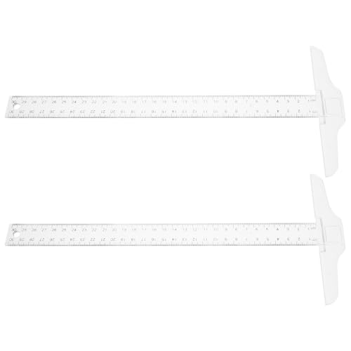 DINHEAROM 2個 型尺 透明ポータブル軽量 スクエアルーラー 建築製図用 多機能測定定規 作図エンジニアリング木工対応