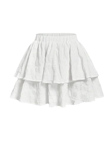 GORGLITTER Women's Layered Y2k Ruffle Mini Skirt A Line Flowy High Waisted Tiered Cute Skater Skirts