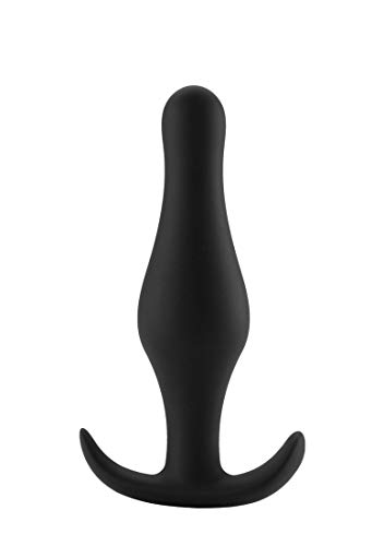 Shots Toys SHT383BLK Butt Plug avec Poignée - 100% Silicone Souple - Sans Phtalate - Moyen - Noir
