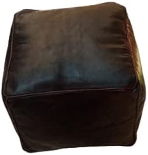 Storekech Amazing Square Leather Ottoman Pouffe Handmade, Moroccan Pouf, Pouf Footstool, unstuffed poufs, Genuine Leather Pouf Comfortable Ottoman & Footrest, Home Gifts (18/18 / 18 IN, Dark Brown)