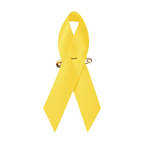 Image of 100PCS Yellow Awareness Ribbon Pins Gold Ribbons Awareness Pins for Women Girls Campaigns, Support Groups and Fundraisers Charity Event Survivor Campaign Party Favors Supplies Supplies