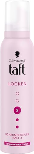 Schwarzkopf Taft Schaumfestiger Locken (4x 150 ml), Stopień utrwalenia 3, Pianka do włosów do trwałych loków, wegańska formuła*