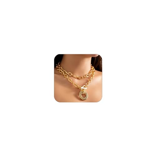 Grosse chaîne épaisse en couches punk collier ras du cou pour femme