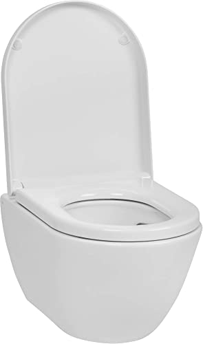 Ben Segno Hänge-WC mit Tiefspül mit WC-Sitz Kompakt - Nanobeschichtung Tornado-Spülung weiß - Wand-WC - Keramik – Bild 6