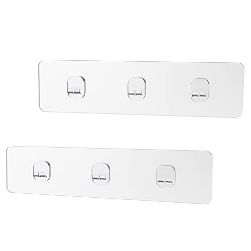 Roseyat 2-Pack Shower Caddy Adhesive Strong Sticky Waterproof Heavy-duty Wall Stick Adhesives Hook Strip Nail Free Transparent Adhesive Pad No-trace for Kitchen Racks, Bathroom Shelves, Storage Organizers