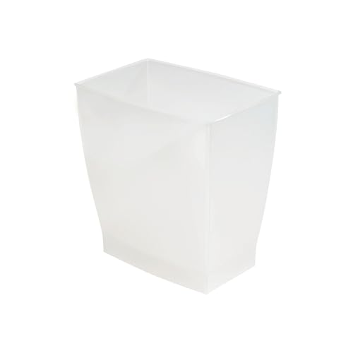 iDesign Small Plastic Bathroom Trash Can, Slim Rectangle Garbage Bin for Bedroom, Office, Dorm, Clear Frost